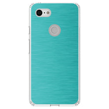 DistinctInk® Clear Shockproof Hybrid Case for Apple iPhone / Samsung Galaxy / Google Pixel - Teal Stainless Steel Image Print