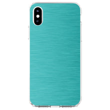DistinctInk® Clear Shockproof Hybrid Case for Apple iPhone / Samsung Galaxy / Google Pixel - Teal Stainless Steel Image Print