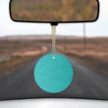DistinctInk® Hanging Ceramic Christmas Tree Ornament with Gold String - Great Gift / Present - 2 3/4 inch Diameter - Teal Stainless Steel Image Print