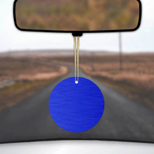 DistinctInk® Hanging Ceramic Christmas Tree Ornament with Gold String - Great Gift / Present - 2 3/4 inch Diameter - Blue Stainless Steel Image Print