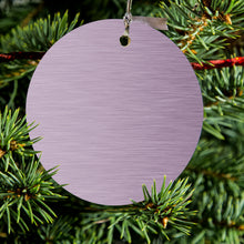 DistinctInk® Hanging Ceramic Christmas Tree Ornament with Gold String - Great Gift / Present - 2 3/4 inch Diameter - Pink Stainless Steel Image Print
