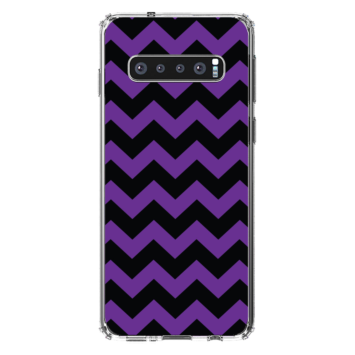 Black Purple Chevron Stripes Clear Shockproof iPhone Case, view 17