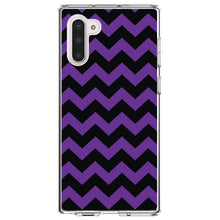 DistinctInk® Clear Shockproof Hybrid Case for Apple iPhone / Samsung Galaxy / Google Pixel - Black Purple Chevron Stripes