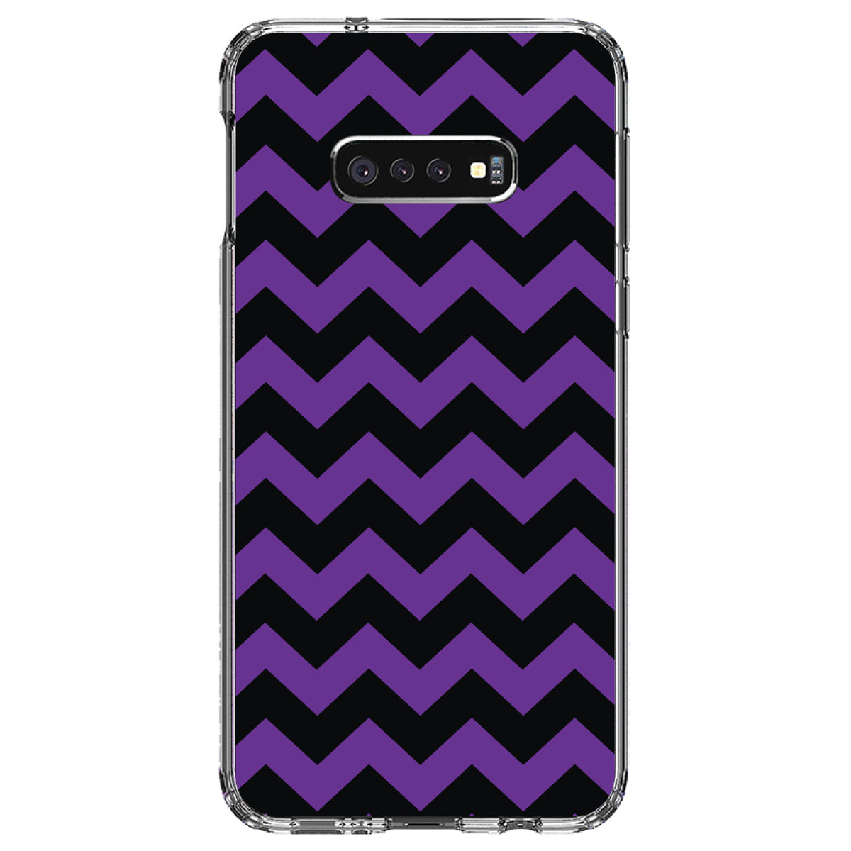 Black Purple Chevron Stripes Clear Shockproof iPhone Case, view 18