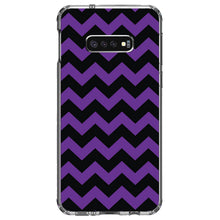 DistinctInk® Clear Shockproof Hybrid Case for Apple iPhone / Samsung Galaxy / Google Pixel - Black Purple Chevron Stripes