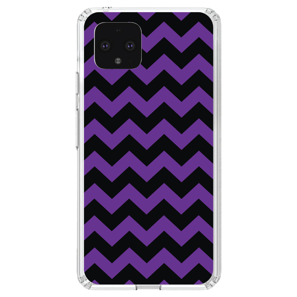 Black Purple Chevron Stripes Clear Shockproof iPhone Case, view 24