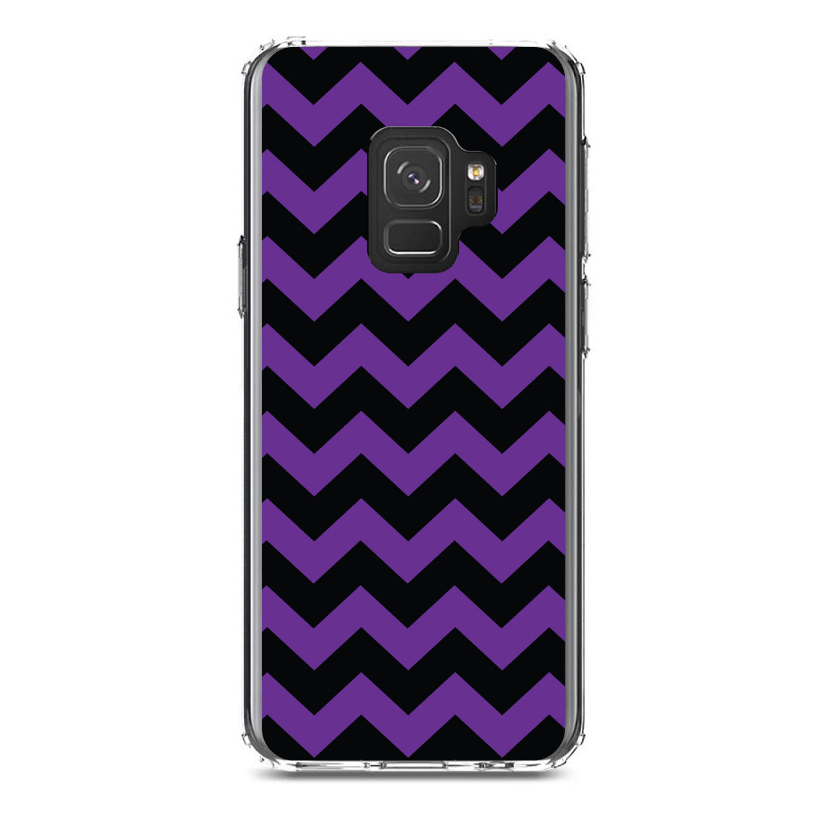 Black Purple Chevron Stripes Clear Shockproof iPhone Case, view 19