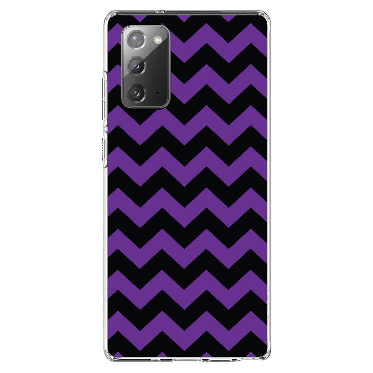 Black Purple Chevron Stripes Clear Shockproof iPhone Case, view 7