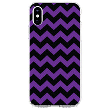 DistinctInk® Clear Shockproof Hybrid Case for Apple iPhone / Samsung Galaxy / Google Pixel - Black Purple Chevron Stripes