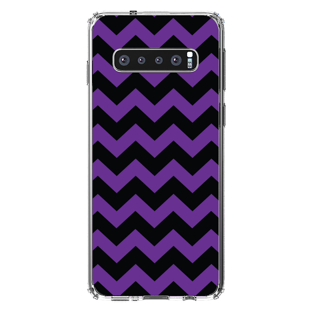 Black Purple Chevron Stripes Clear Shockproof iPhone Case, view 16