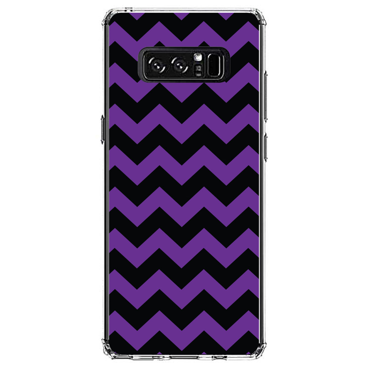Black Purple Chevron Stripes Clear Shockproof iPhone Case, view 12