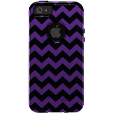 DistinctInk™ OtterBox Commuter Series Case for Apple iPhone or Samsung Galaxy - Black Purple Chevron Stripes