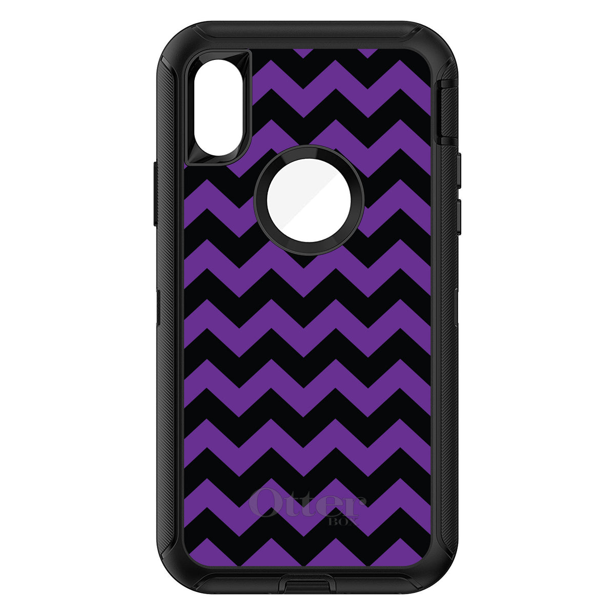 Black Purple Chevron Stripes OtterBox Defender Case for iPhone & Galaxy, view 3