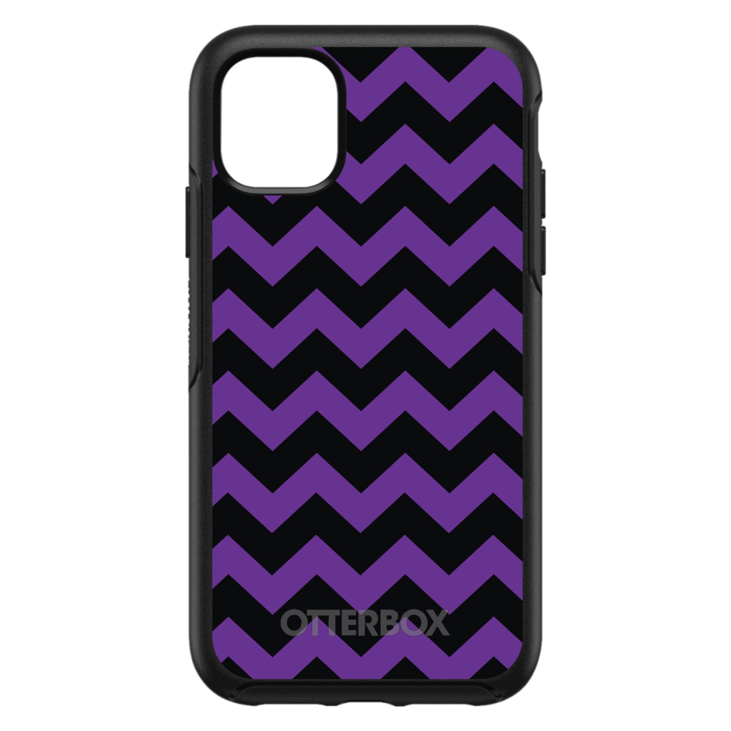 DistinctInk™ OtterBox Symmetry Series Case for Apple iPhone / Samsung Galaxy / Google Pixel - Black Purple Chevron Stripes