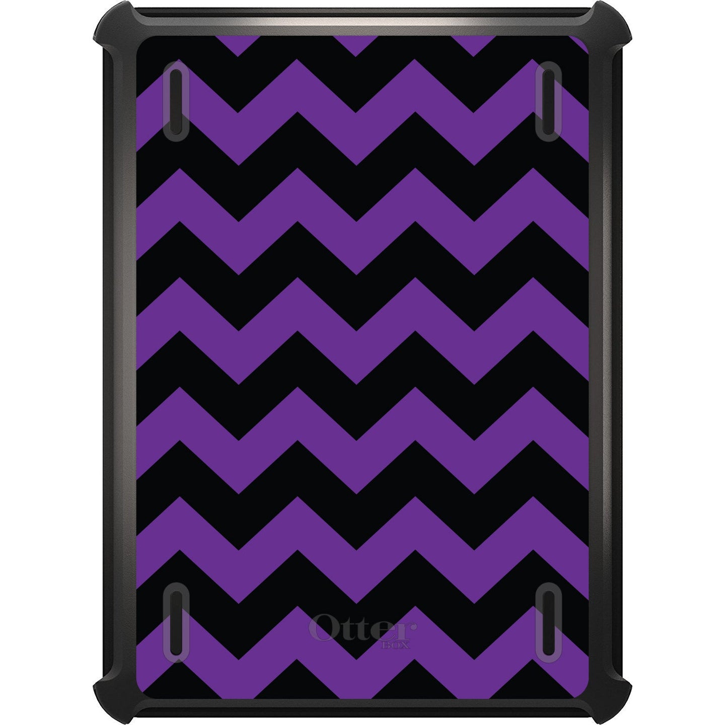 DistinctInk™ OtterBox Defender Series Case for Apple iPad / iPad Pro / iPad Air / iPad Mini - Black Purple Chevron Stripes