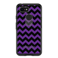 DistinctInk™ OtterBox Symmetry Series Case for Apple iPhone / Samsung Galaxy / Google Pixel - Black Purple Chevron Stripes