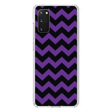 DistinctInk® Clear Shockproof Hybrid Case for Apple iPhone / Samsung Galaxy / Google Pixel - Black Purple Chevron Stripes