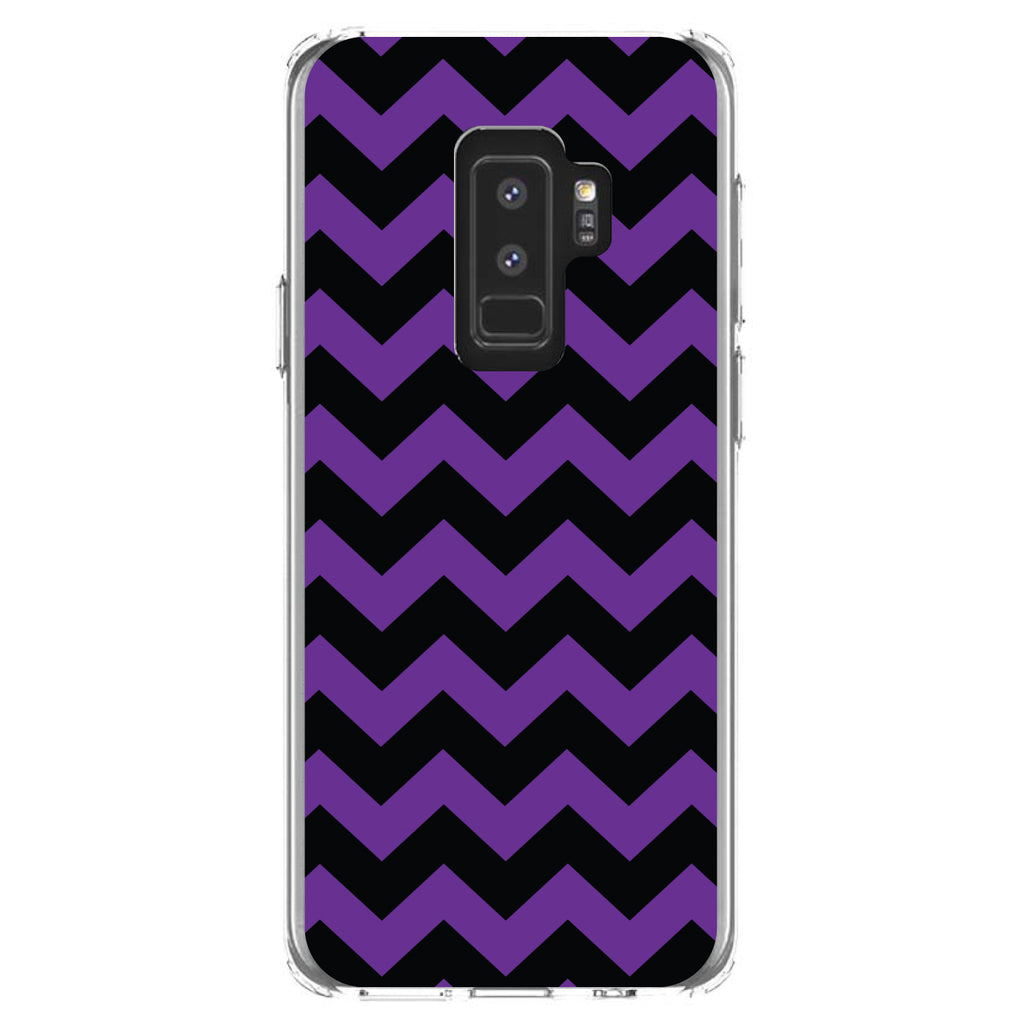 Black Purple Chevron Stripes Clear Shockproof iPhone Case, view 20