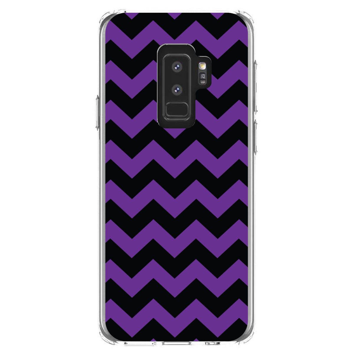 Black Purple Chevron Stripes Clear Shockproof iPhone Case, view 20