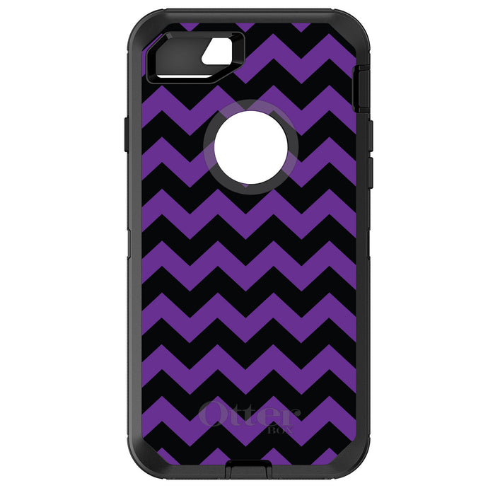 DistinctInk™ OtterBox Defender Series Case for Apple iPhone / Samsung Galaxy / Google Pixel - Black Purple Chevron Stripes