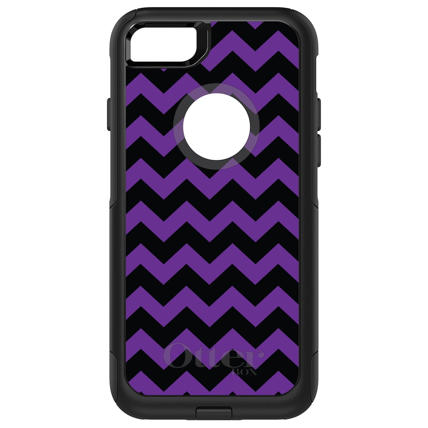 DistinctInk™ OtterBox Commuter Series Case for Apple iPhone or Samsung Galaxy - Black Purple Chevron Stripes