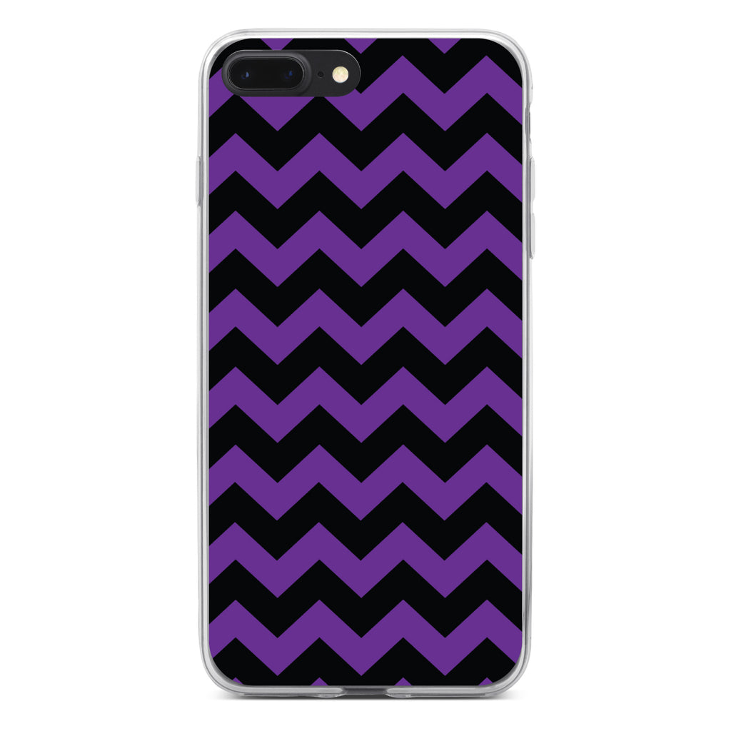 Black Purple Chevron Stripes Clear Shockproof iPhone Case, view 6