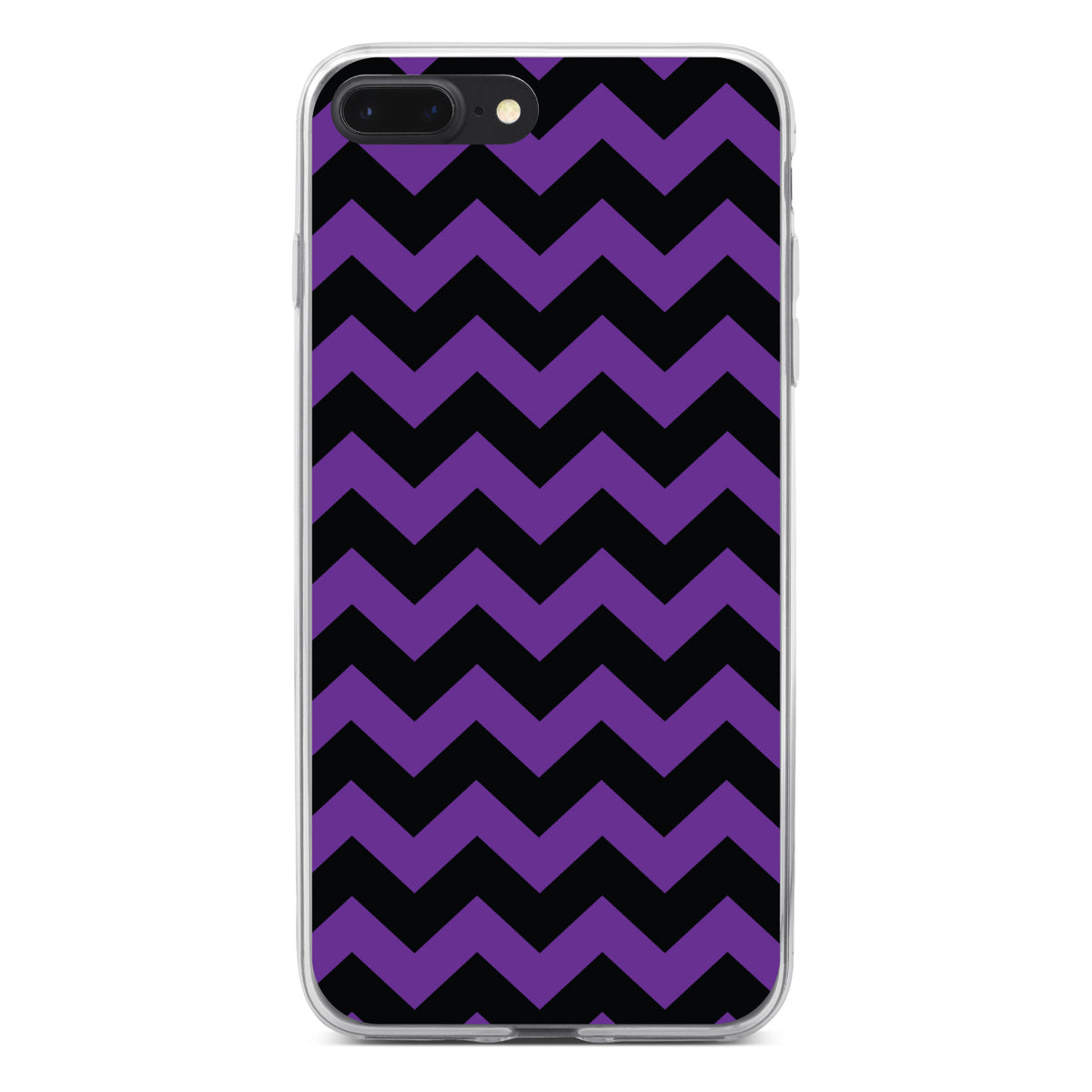 Black Purple Chevron Stripes Clear Shockproof iPhone Case, view 6