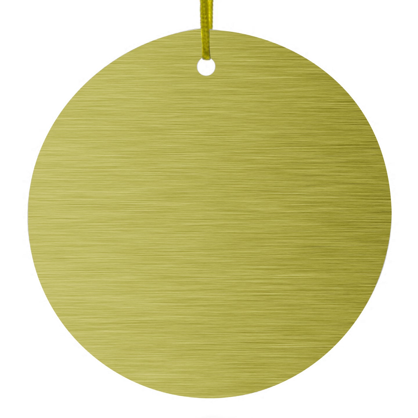 DistinctInk® Hanging Ceramic Christmas Tree Ornament with Gold String - Great Gift / Present - 2 3/4 inch Diameter - Yellow Stainless Steel Image Print