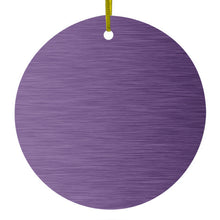 DistinctInk® Hanging Ceramic Christmas Tree Ornament with Gold String - Great Gift / Present - 2 3/4 inch Diameter - Purple Stainless Steel Image Print