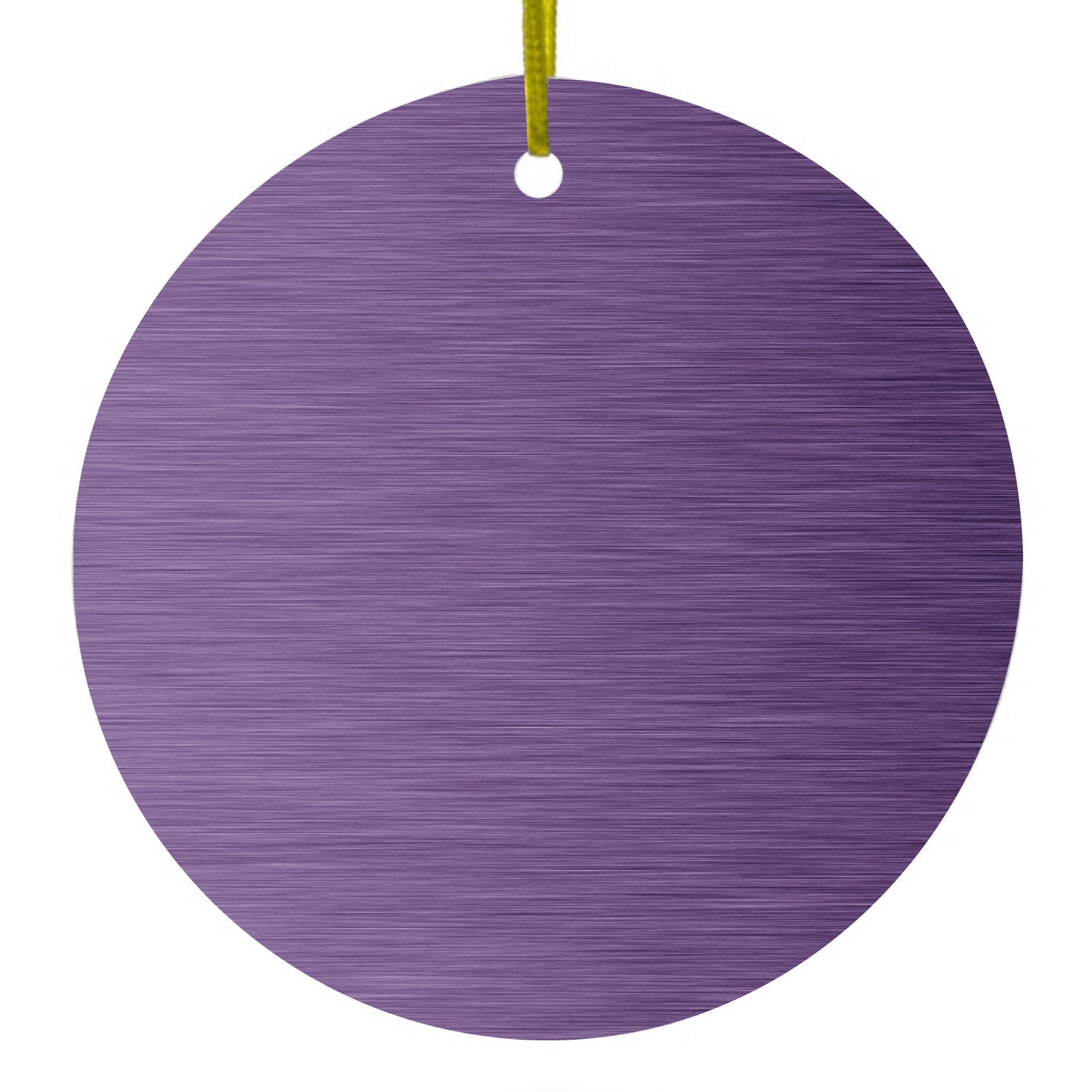 DistinctInk® Hanging Ceramic Christmas Tree Ornament with Gold String - Great Gift / Present - 2 3/4 inch Diameter - Purple Stainless Steel Image Print