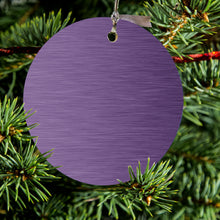 DistinctInk® Hanging Ceramic Christmas Tree Ornament with Gold String - Great Gift / Present - 2 3/4 inch Diameter - Purple Stainless Steel Image Print