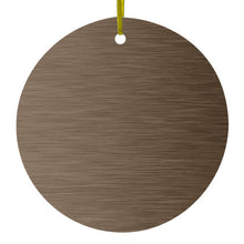 DistinctInk® Hanging Ceramic Christmas Tree Ornament with Gold String - Great Gift / Present - 2 3/4 inch Diameter - Brown Stainless Steel Image Print