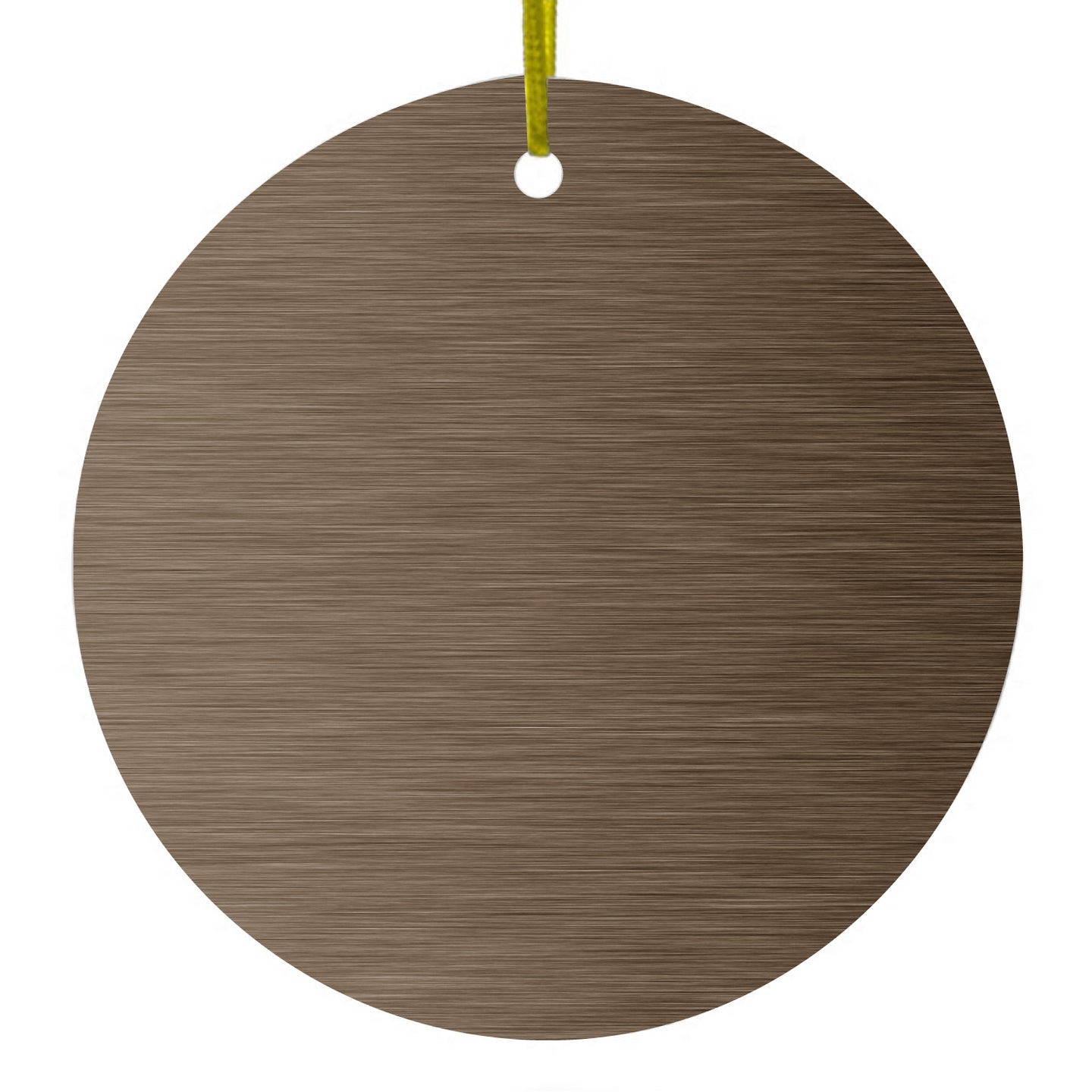 DistinctInk® Hanging Ceramic Christmas Tree Ornament with Gold String - Great Gift / Present - 2 3/4 inch Diameter - Brown Stainless Steel Image Print