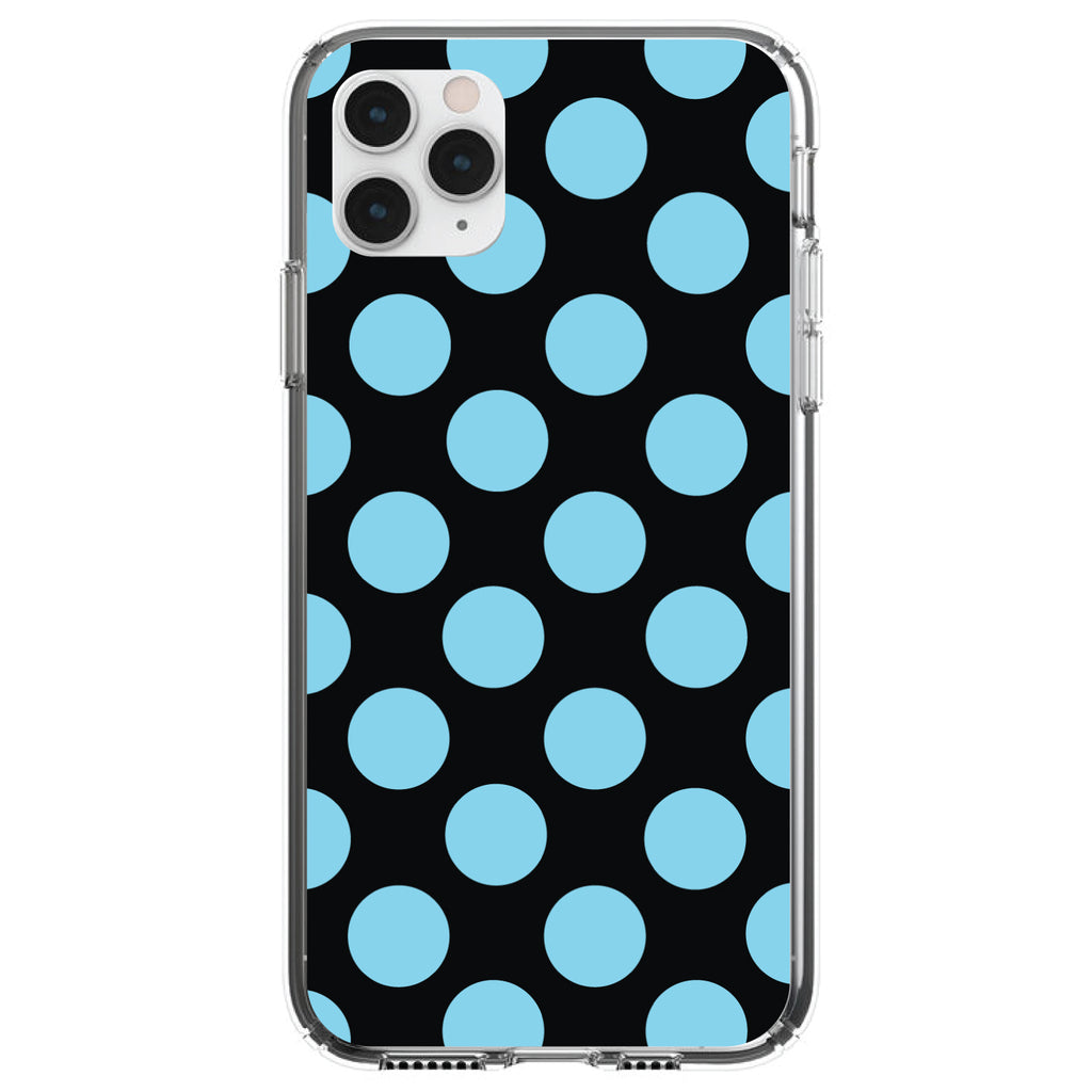 Black Blue Polka Dots Clear Shockproof iPhone Case
