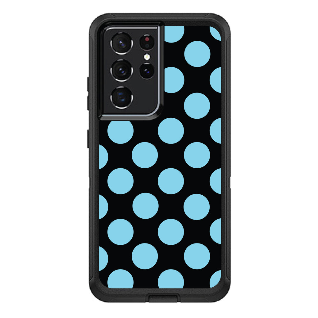 Black Blue Polka Dots OtterBox Defender Case for iPhone & Galaxy, view 7