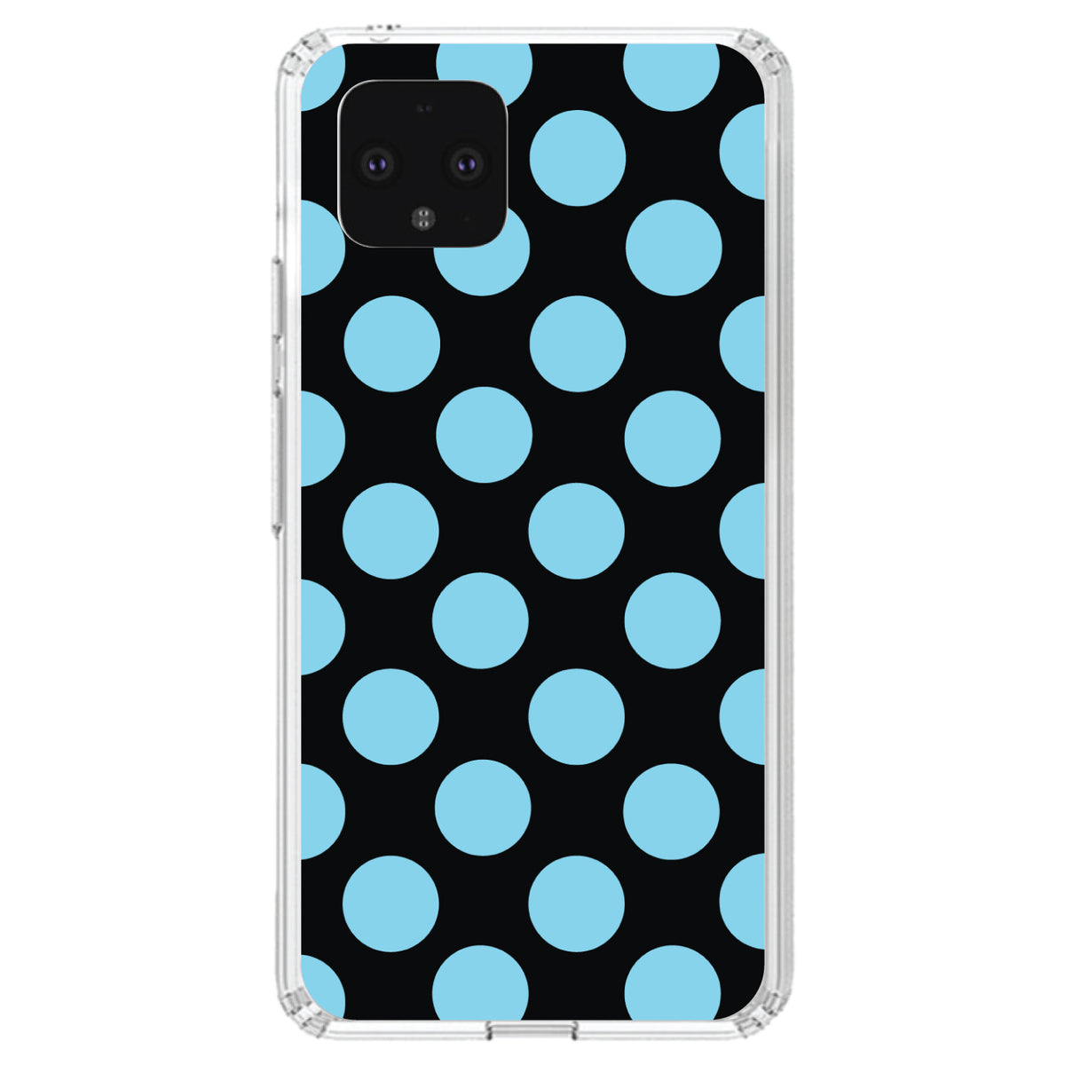 Black Blue Polka Dots Clear Shockproof iPhone Case, view 24