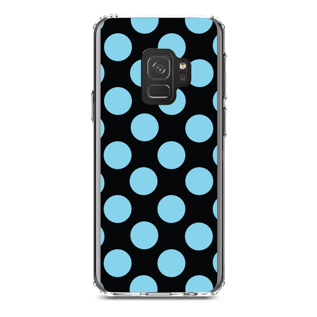 Black Blue Polka Dots Clear Shockproof iPhone Case, view 19