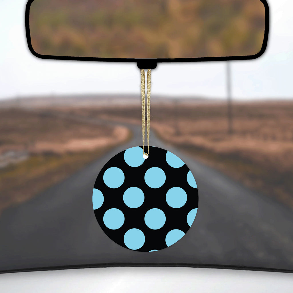 Black Blue Polka Dots Ceramic Ornament, view 3