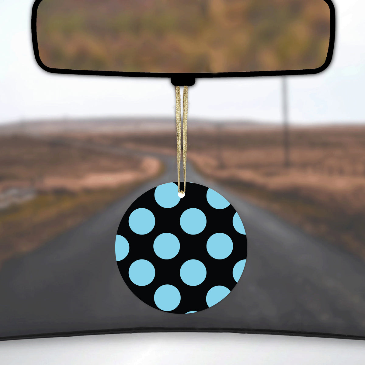 Black Blue Polka Dots Ceramic Ornament, view 3