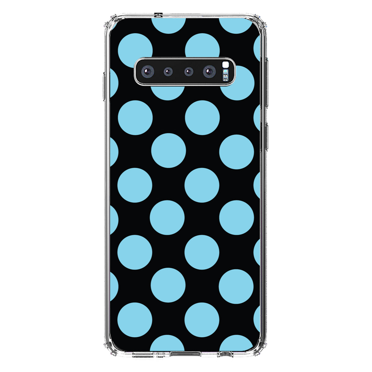 Black Blue Polka Dots Clear Shockproof iPhone Case, view 16