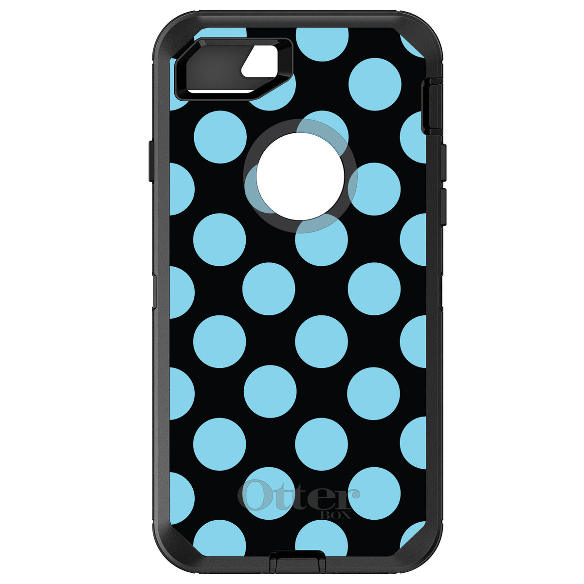 Black Blue Polka Dots OtterBox Defender Case for iPhone & Galaxy