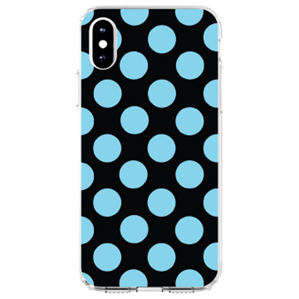 Black Blue Polka Dots Clear Shockproof iPhone Case, view 4