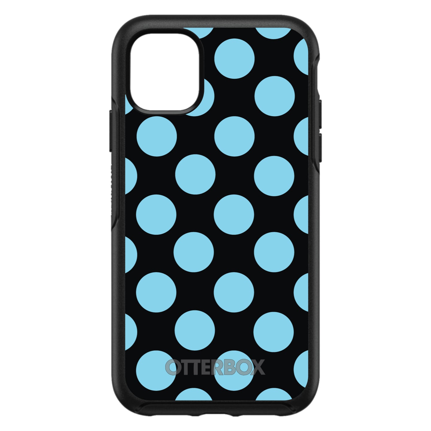 DistinctInk™ OtterBox Symmetry Series Case for Apple iPhone / Samsung Galaxy / Google Pixel - Black Blue Polka Dots