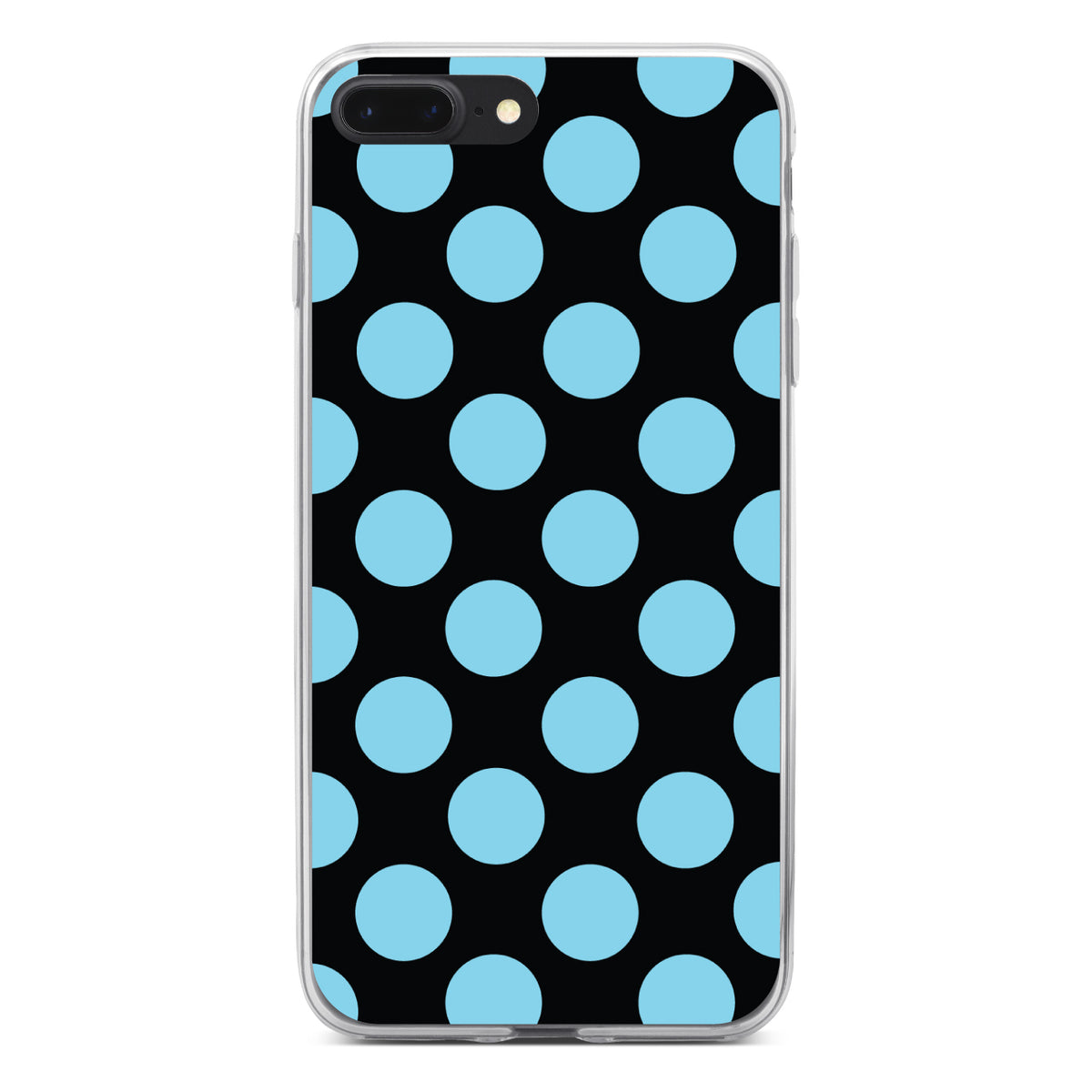 Black Blue Polka Dots Clear Shockproof iPhone Case, view 6