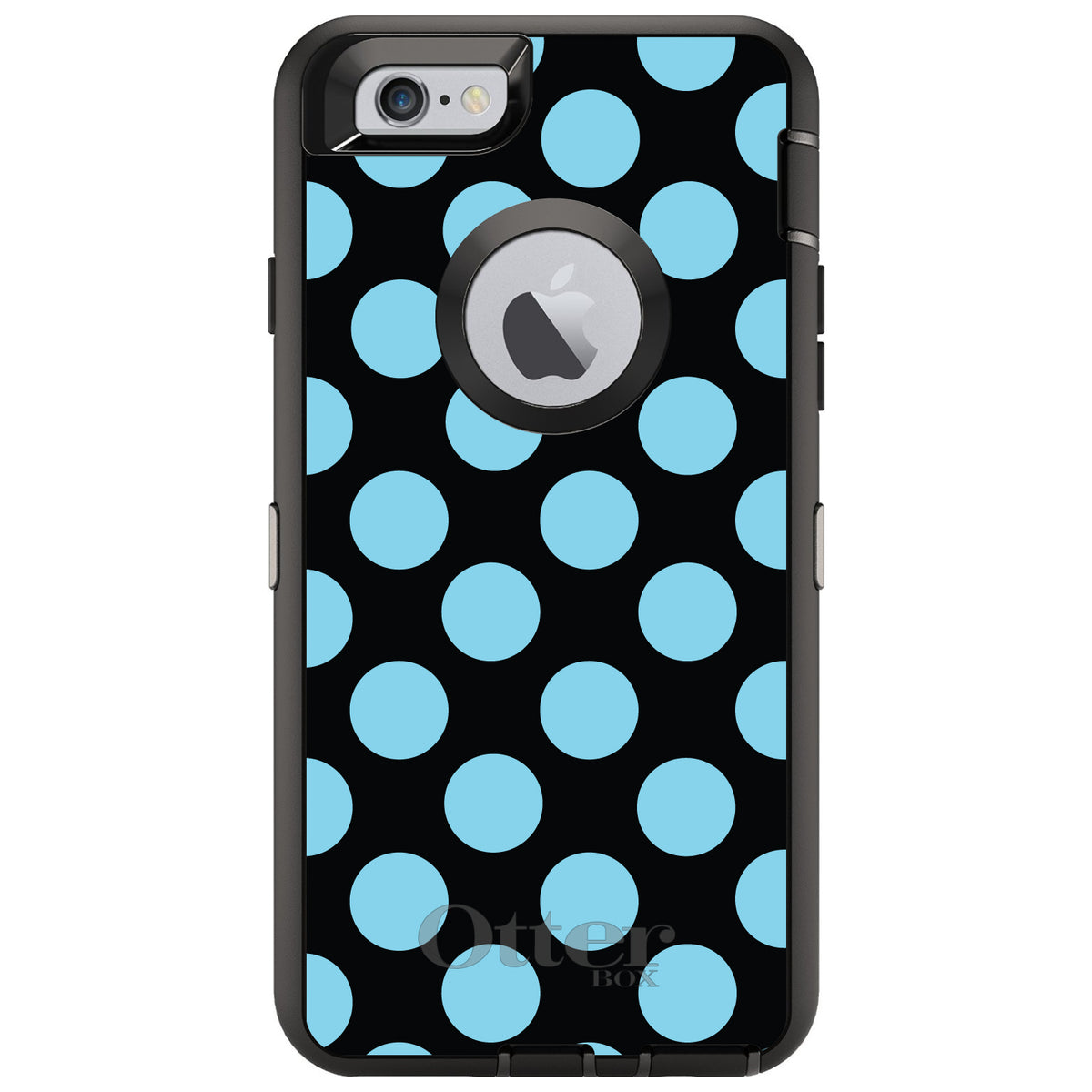 Black Blue Polka Dots OtterBox Defender Case for iPhone & Galaxy, view 4