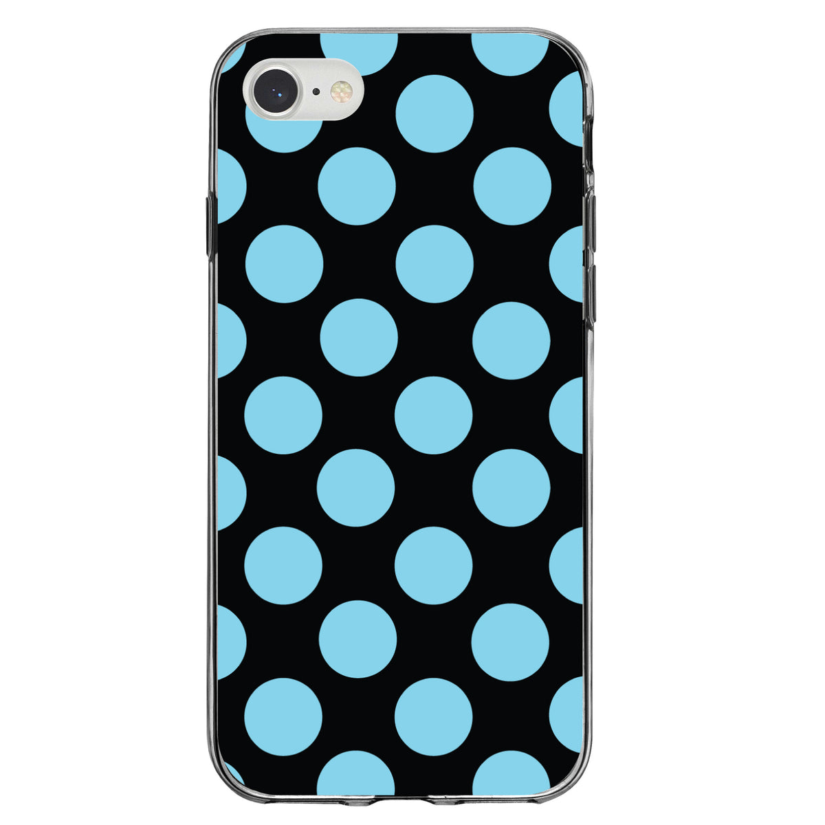 Black Blue Polka Dots Clear Shockproof iPhone Case, view 5