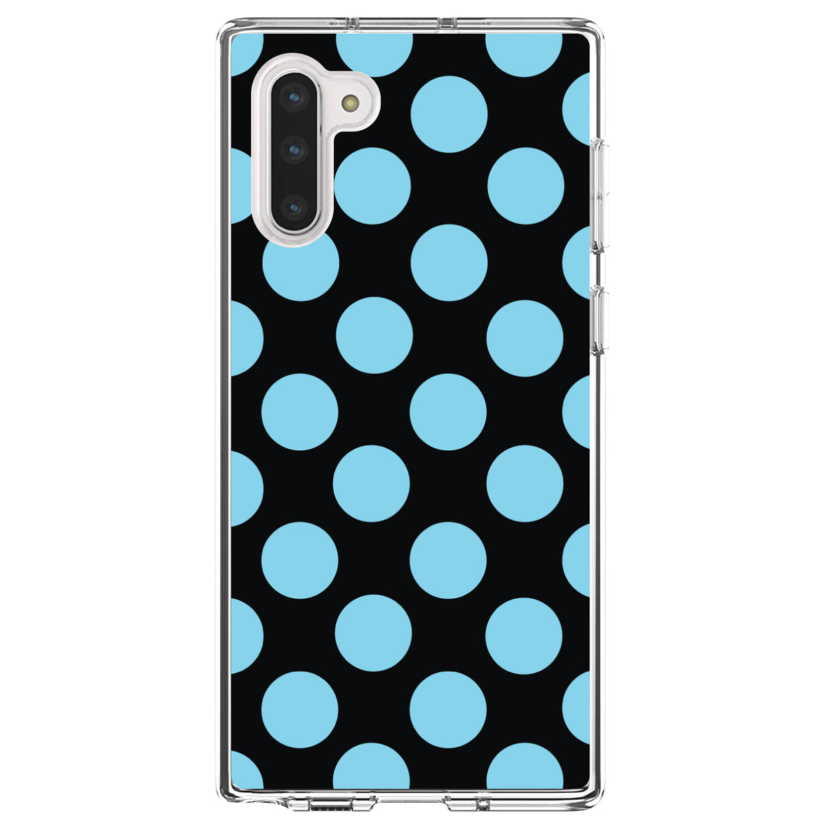 Black Blue Polka Dots Clear Shockproof iPhone Case, view 9