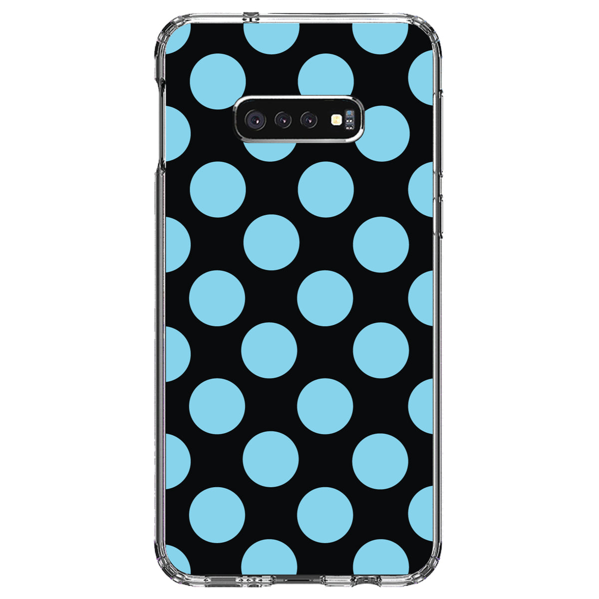 Black Blue Polka Dots Clear Shockproof iPhone Case, view 18