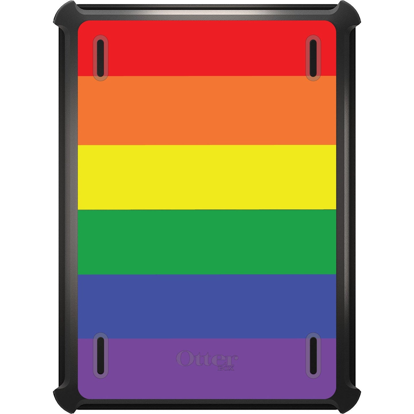 DistinctInk™ OtterBox Defender Series Case for Apple iPad / iPad Pro / iPad Air / iPad Mini - Rainbow Stripes Gay Pride