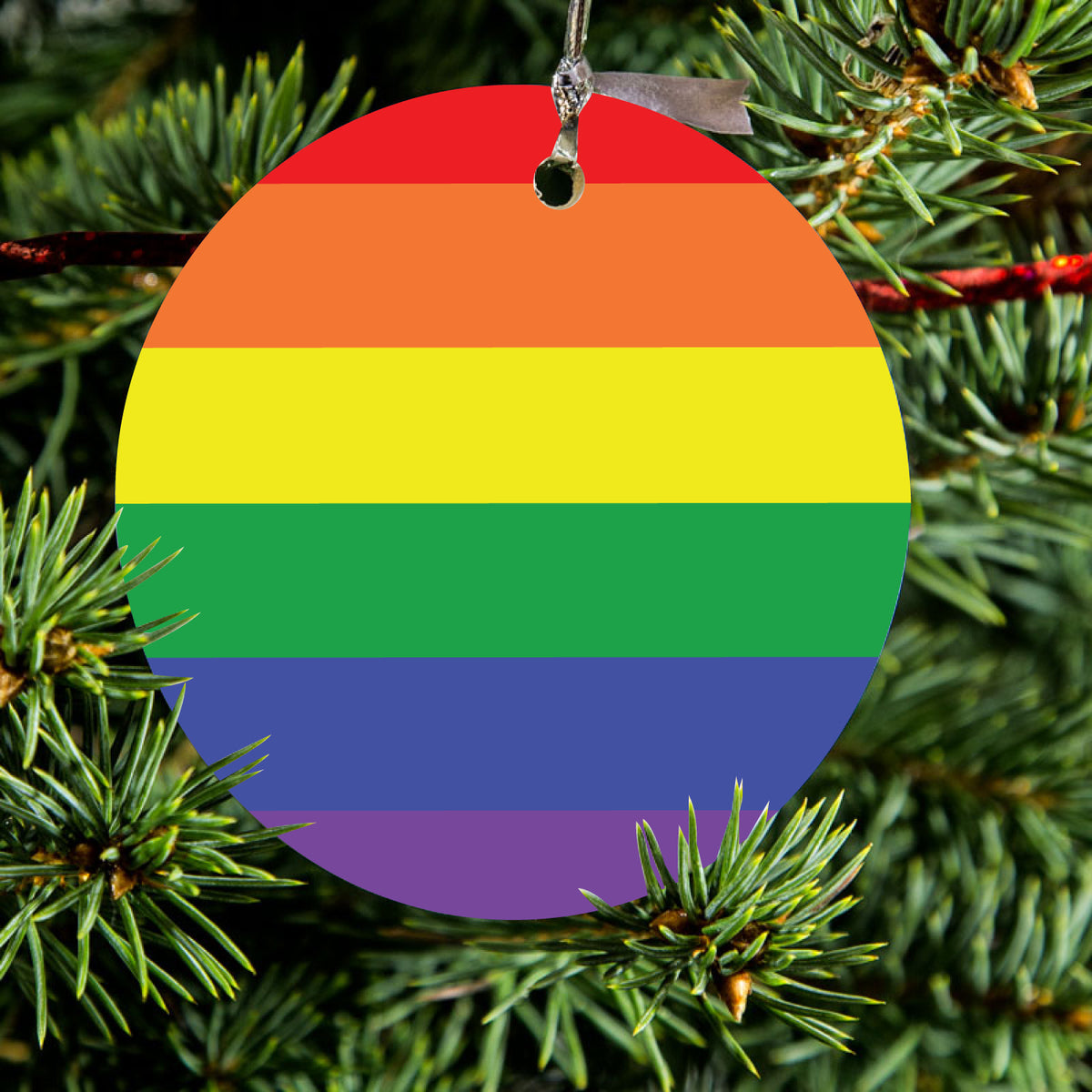 Rainbow Stripes Gay Pride Ceramic Ornament, view 2